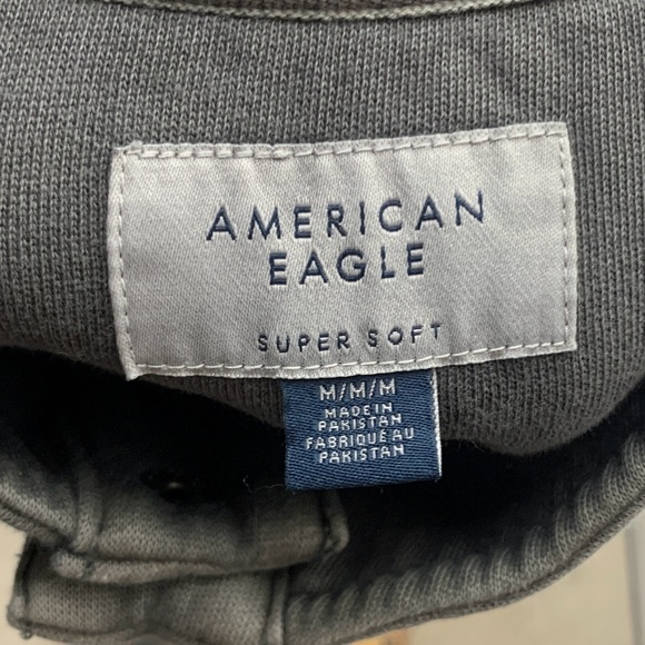 American Eagle Men Size Medium Sweatshirt Super Soft Pullover Top Gray 1/4 Snap - Picture 7 of 8